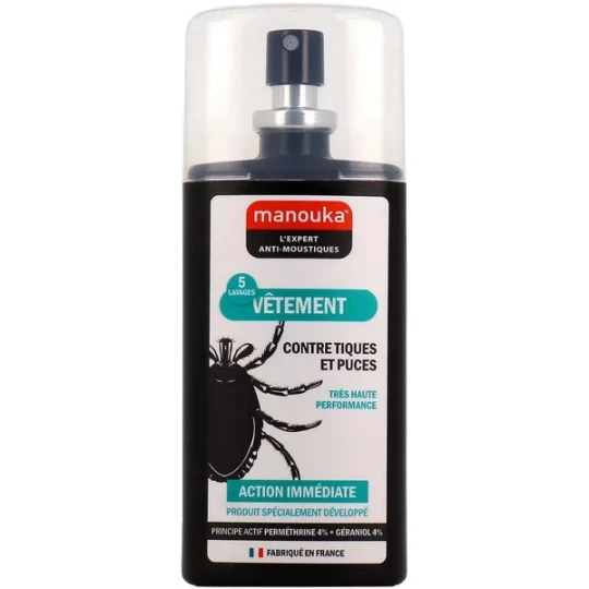 Manouka Spray Vêtements Contre Tiques et Puces 75 ml
