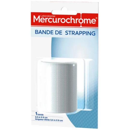 Mercurochrome Bande de Strapping 2,5 m x 6 cm