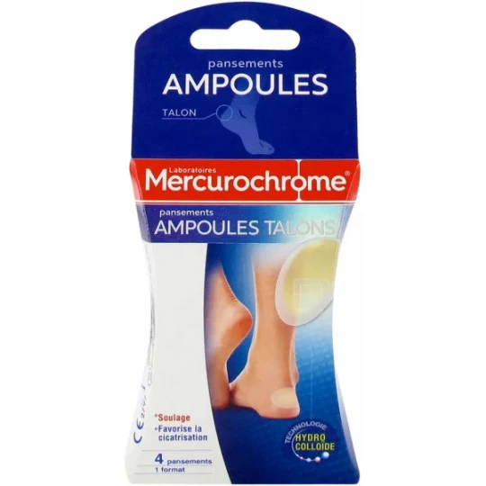Mercurochrome Pansements Ampoules Talons Pansements x 4