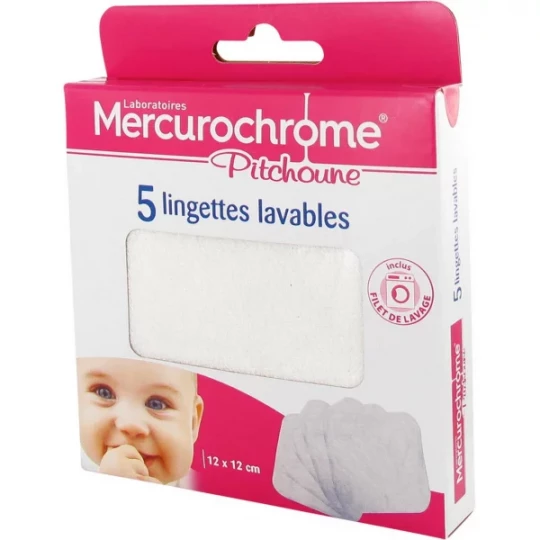 Mercurochrome Pitchoune Lingettes Lavables 12 x 12 cm x 5
