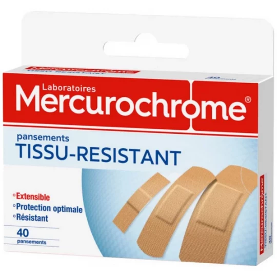 Mercurochrome Tissu Résistant Pansements x 40