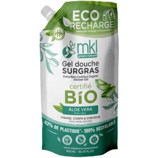 MKL Green Nature Gel Douche Surgras Aloe Vera Éco-Recharge Bio 900 ml