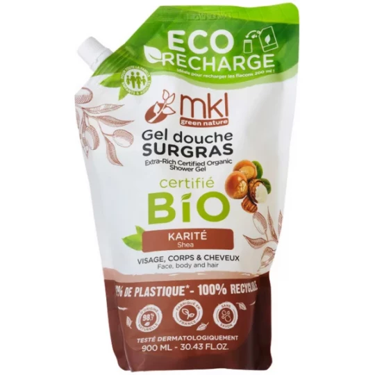 MKL Green Nature Gel Douche Surgras Karité Éco-Recharge Bio 900 ml