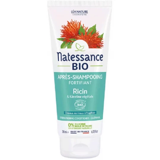 Natessance Après-Shampoing Fortifiant Ricin et Kératine Végétale Bio 200 ml