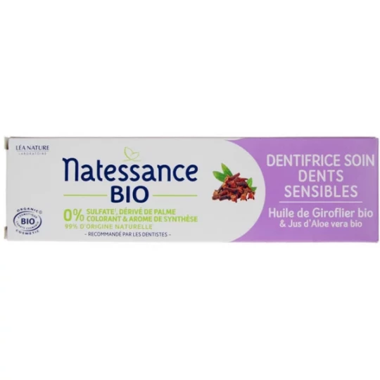 Natessance Dentifrice Soin Dents Sensibles Huile de Giroflier Bio 75 ml