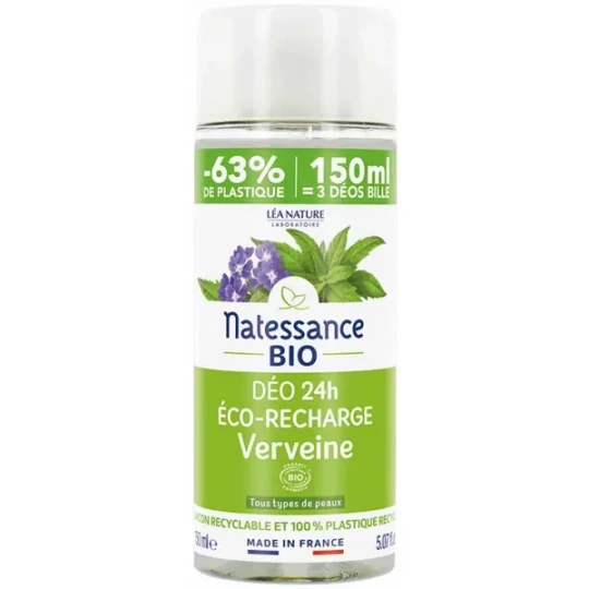 Natessance Déo 24h Verveine Bio Recharge 150 ml