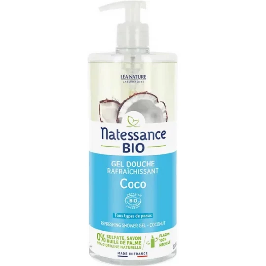 Natessance Gel Douche Rafraîchissant Coco Bio 1 L