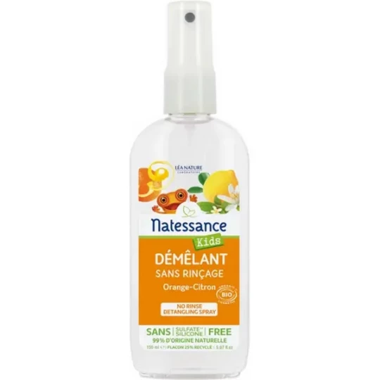 Natessance Kids Démêlant Bio Sans Rinçage Orange-Citron 150 ml