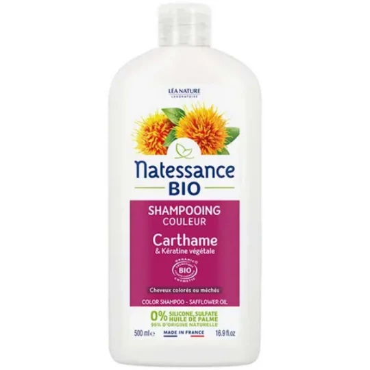 Natessance Shampoing Couleur Carthame Bio et Kératine Végétale Bio 500 ml