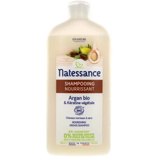 Natessance Shampoing Nourrissant Argan Bio et Kératine Végétale Bio 500 ml