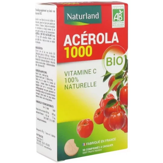Naturland Acérola Bio 1000 Comprimés à Croquer x 30