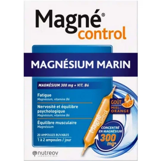Nutreov Magné Control Magnésium Marin 300 mg Vitamine B6 Ampoules x 20