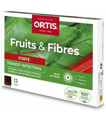 Ortis Fruits et Fibres Forte Transit Intestinal Cubes à Mâcher x 12 - image 2