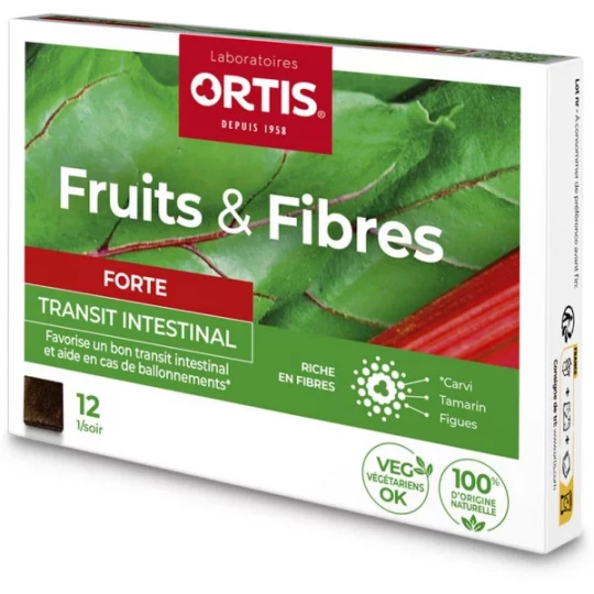 Ortis Fruits et Fibres Forte Transit Intestinal Cubes à Mâcher x 12 - image 2
