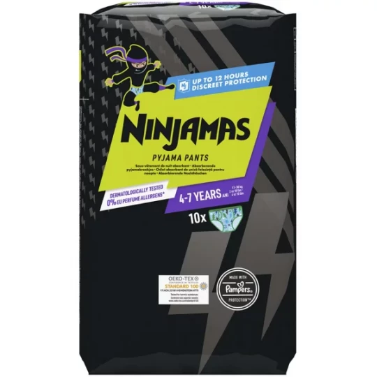 Pampers Ninjamas Sous-Vêtement de Nuit Absorbant Garçon 4-7 Ans (17-30 kg) x 10