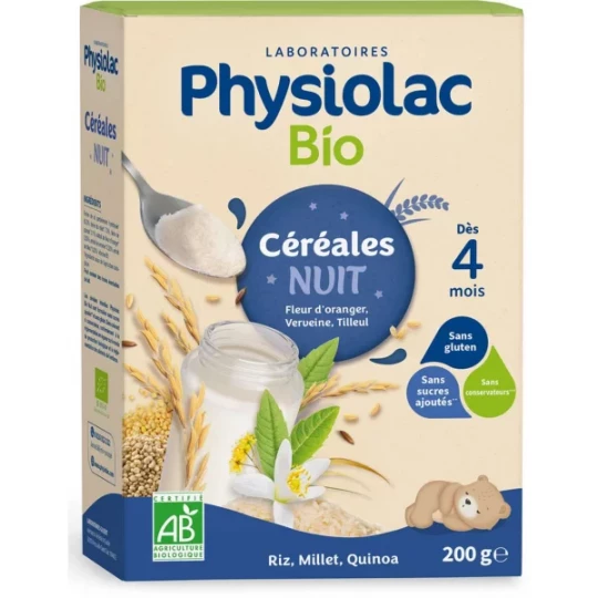 Physiolac Bio Céréales Nuit Dès 4 Mois 200 g