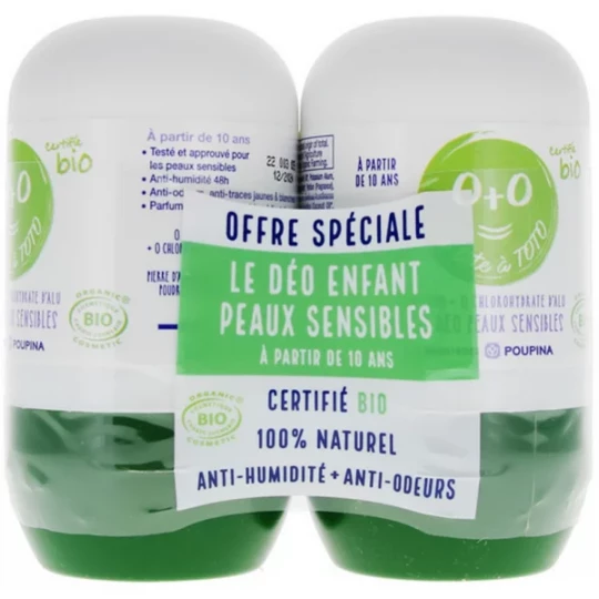 Poupina Déodorant Peaux Sensibles Bio 2 x 50 ml