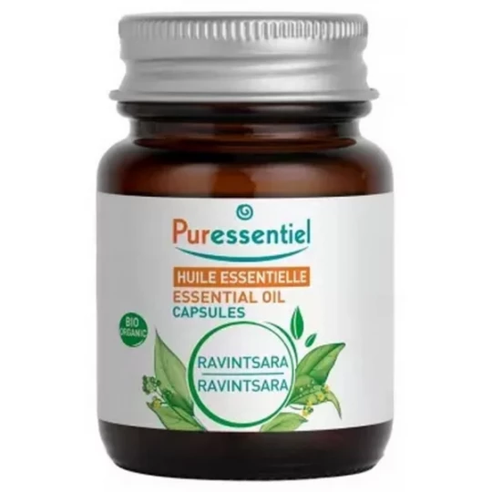 Puressentiel Huile Essentielle Ravintsara (Cannamomum camphora ct cinéole) Bio Capsules x 60