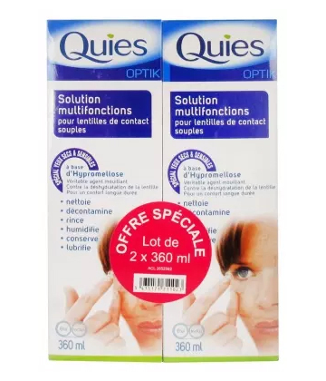 Quies Optik Solution Multifonctions 360 ml x 2