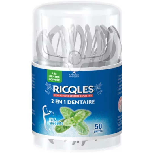 Ricqlès 2 en 1 Dentaire Fil et Cure-Dents Unités x 50