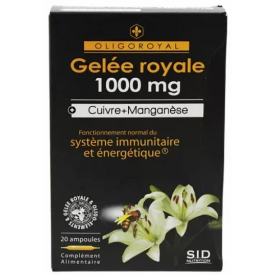 S.I.D Nutrition Oligoroyal Gelée Royale 1000 mg + Cuivre + Manganèse Ampoules x 20