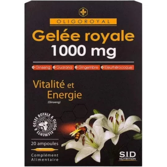 S.I.D Nutrition Oligoroyal Gelée Royale 1000 mg Vitalité et Énergie Ampoules x 20