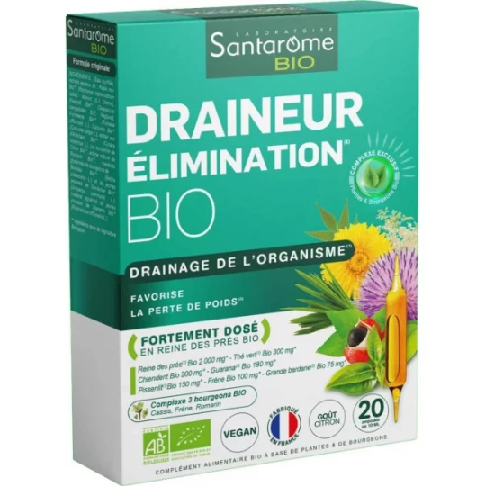 Santarome Draineur Élimination Bio Ampoules x 20