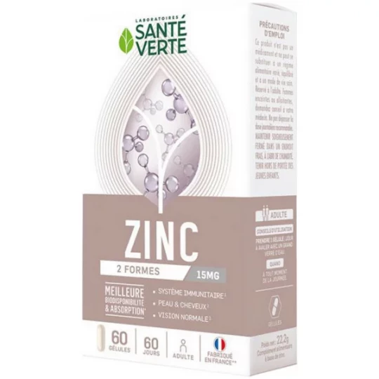 Santé Verte Zinc 15 mg Gélules x 60