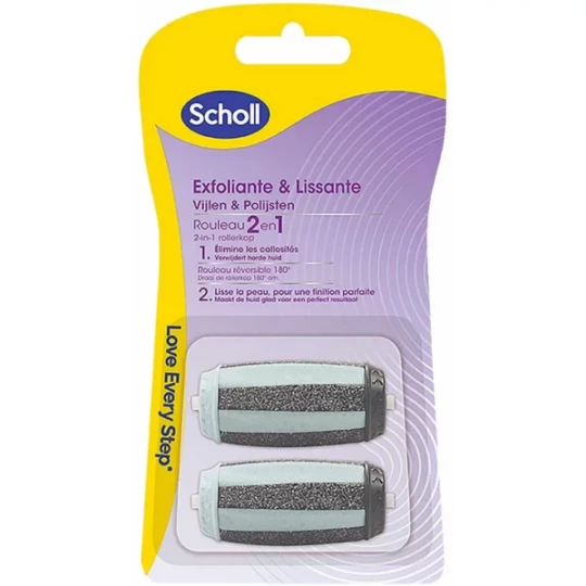 Scholl 2 en 1 Exfoliante et Lissante Rouleaux de Remplacement x 2
