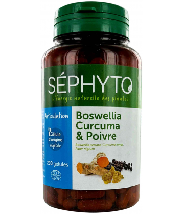 Séphyto Articulation Boswellia Curcuma Poivre Bio 200 Gélules