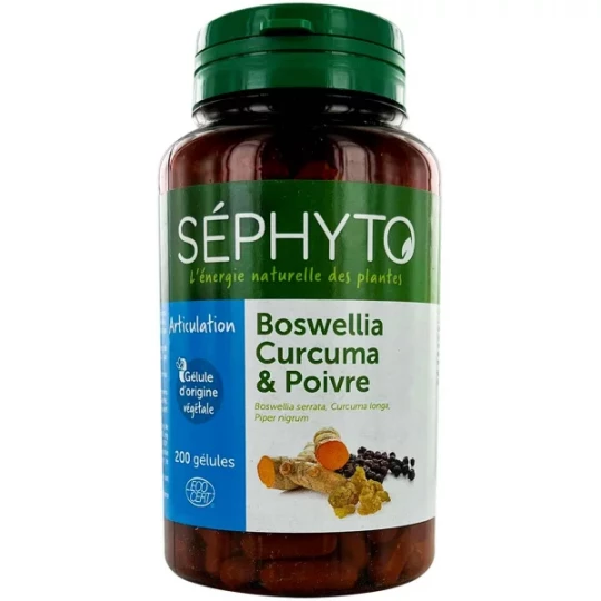 Séphyto Articulation Boswellia Curcuma Poivre Bio Gélules x 200