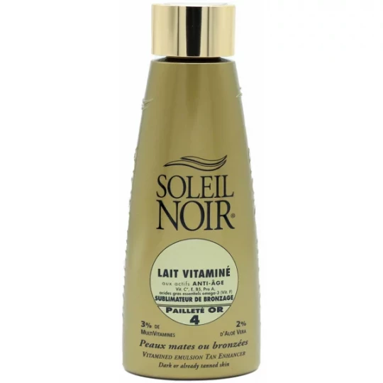 Soleil Noir Lait Vitaminé Sublimateur de Bronzage 4 Pailleté Or 150 ml