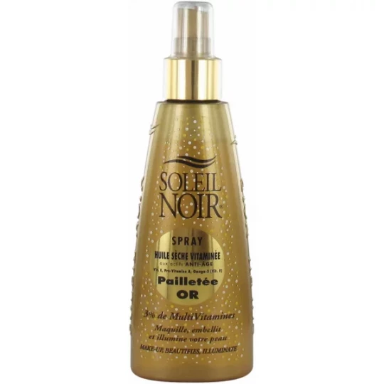 Soleil Noir Spray Huile Sèche Vitaminée Pailletée Or 150 ml