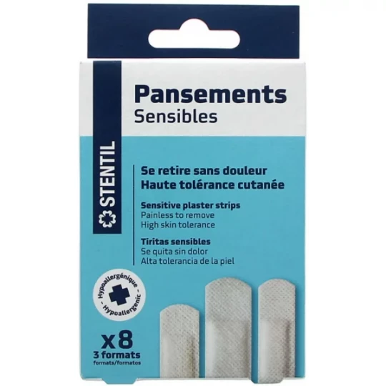 Stentil Pansements Sensibles 3 Formats Pansements x 8