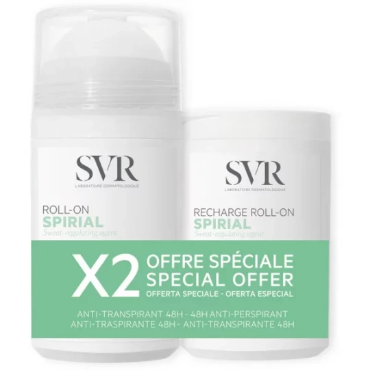 SVR Spirial Déodorant Anti-transpirant 48h Roll-On 50 ml + Recharge Roll-On 50 ml