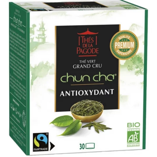 Thés de la Pagode Chun Cha Thé Vert Grand Cru Antioxydant Bio Sachets x 30