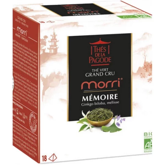 Thés de la Pagode Morri Thé Vert Grand Cru Mémoire Bio Sachets x 18