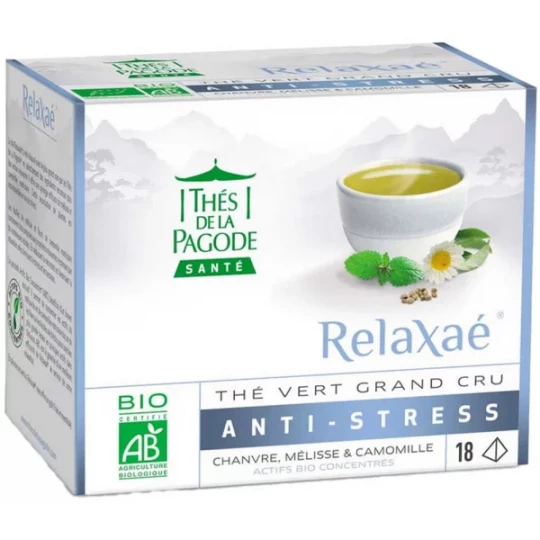 Thés de la Pagode Relaxaé Thé Vert Grand Cru Anti-Stress Bio Sachets x 18