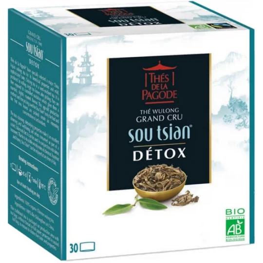 Thés de la Pagode Sou Tsian Thé Wulong Grand Cru Détox Bio Sachets x 30