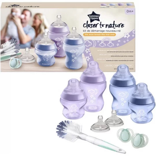 Kit Démarrage Biberons Anti-coliques Tommee Tippee - 2x150 Ml + 2x260 Ml, Tétines à Débit Lent - Technologie Anti-colique Unique