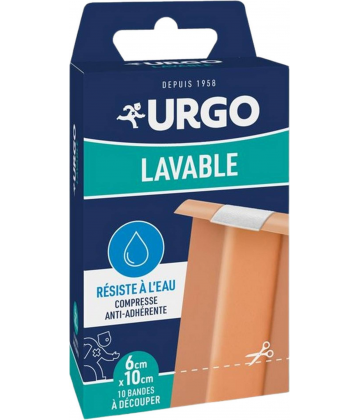Urgo Lavable Bande Résistante à l'Eau 10 Bandes 10 cm x 6 cm