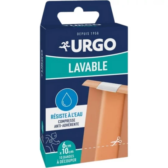 Urgo Lavable Bande Résistante à l'Eau 10 Bandes 10 cm x 6 cm
