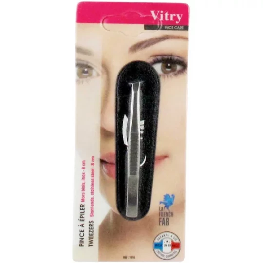 Vitry Face Care Pince à Épiler Mors Biais Inox 8 cm