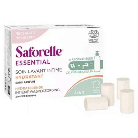 Saforelle Soin Lavant Intime Hydratant Recharge à Reconstituer 4 x 6 g