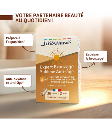 Juvamine Expert Bronzage Sublime Anti-Âge 3 en 1 Gélules x 60