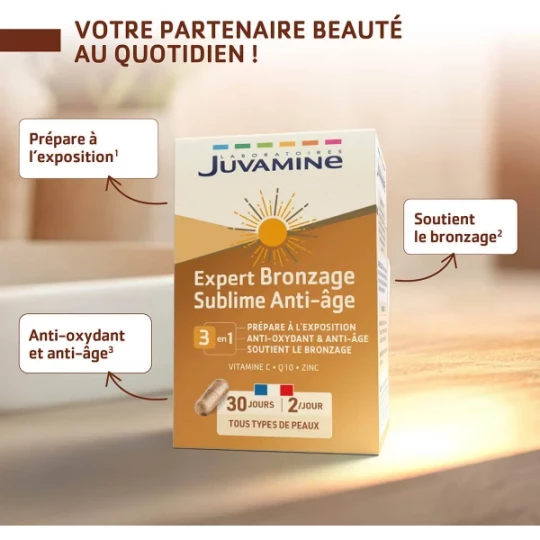 Juvamine Expert Bronzage Sublime Anti-Âge 3 en 1 Gélules x 60 - image 3