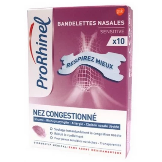 ProRhinel Breathe Right Bandelettes Nasales Sensitive x 10