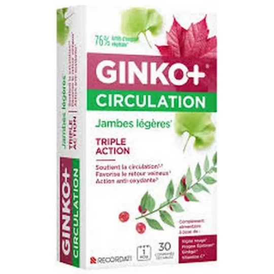 Ginko+ Circulation Jambes Légères Comprimés x 30