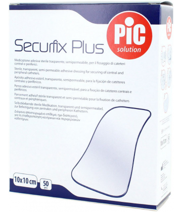 PIC Securfix Plus Pansements Adhésifs Stériles Transparents pour Cathéter x 50