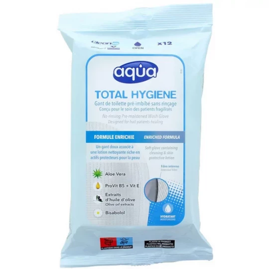 Cleanis Aqua Gant de toilette Corporelle Pré-Imbibé x 12